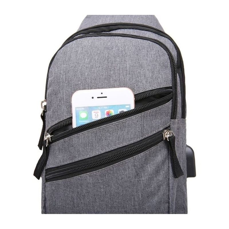 Fashion, accesorii si bijuterii - Barbati - Accesorii barbati - Genti si rucsacuri barbati - Rucsac pentru Barbati cu USB si Port Casti, 18x8x32cm, gri - Infinity.ro