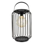 Casa si Gradina - Corpuri si surse de iluminat - Iluminat exterior - Felinare - Felinar solar, tip colivie cu bec suspendat, diametru 18x27cm, negru - Infinity.ro