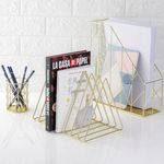 Carti si Birotica - Birotica - Accesorii de birou - Suporturi accesorii birou - Suport Metalic Auriu pentru Carti, cu 8 Compartimente, 27x17.5x20cm, auriu - Infinity.ro