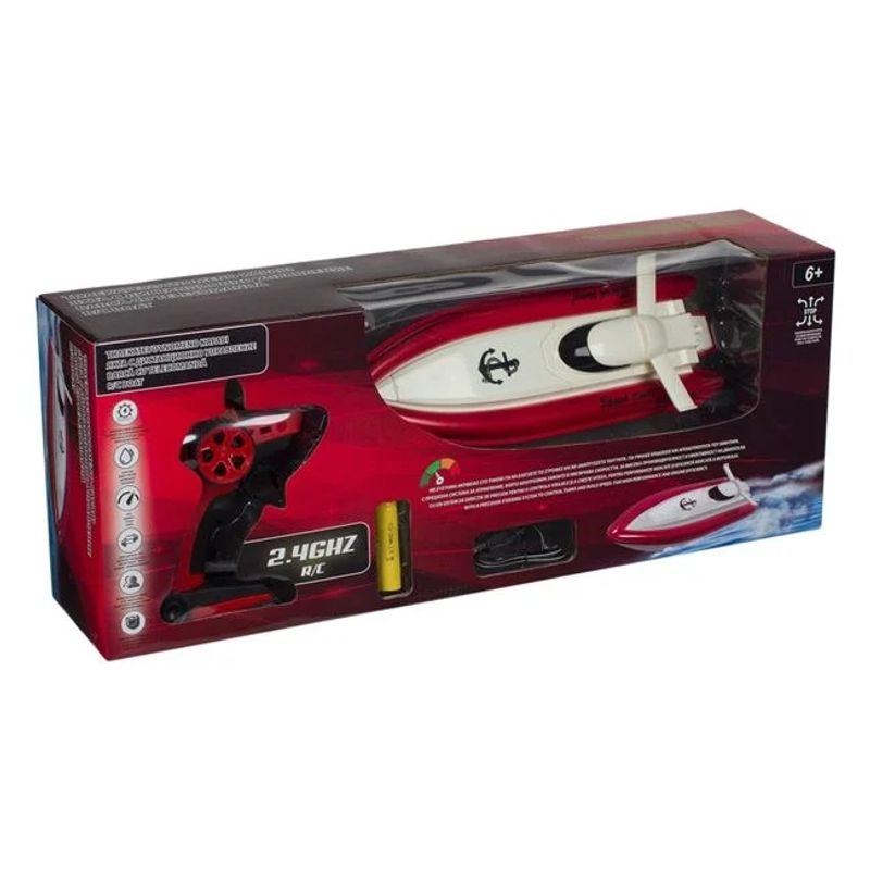 Jucarii, Copii si Bebe - Jucarii si jocuri - Vehicule si jucarii cu telecomanda - Barci cu telecomanda - Barca cu telecomanda, rezistenta la apa, dimensiune 36.5cm, alb-rosu - Infinity.ro