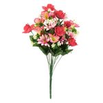 Casa si Gradina - Decoratiuni - Obiecte decorative - Plante artificiale - Buchet din flori artificiale, din trandafiri roz, margarete, crini si flori albe cu frunze verzi, 60 cm, roz/alb - Infinity.ro