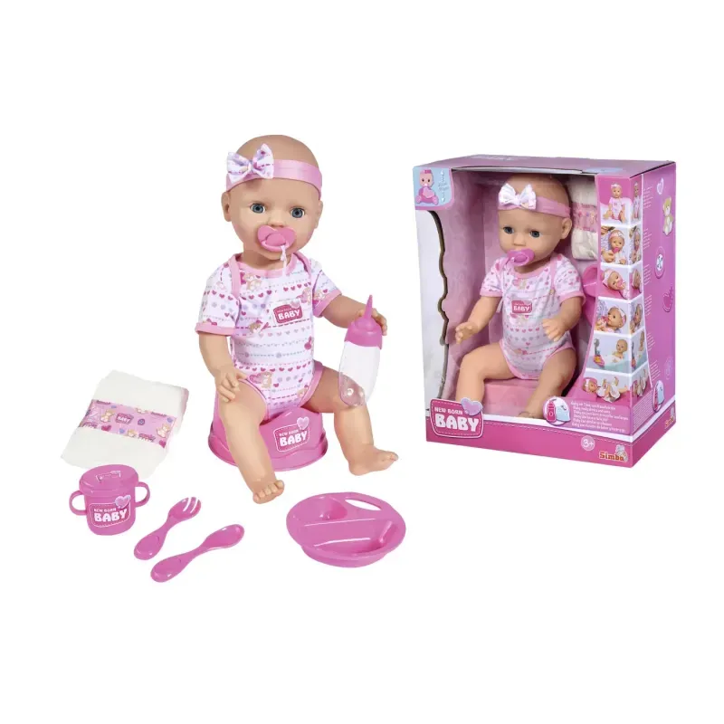 Jucarii, Copii si Bebe - Jucarii si jocuri - Papusi si accesorii - Papusi - New Born Baby Set Bebelus Roz - Infinity.ro