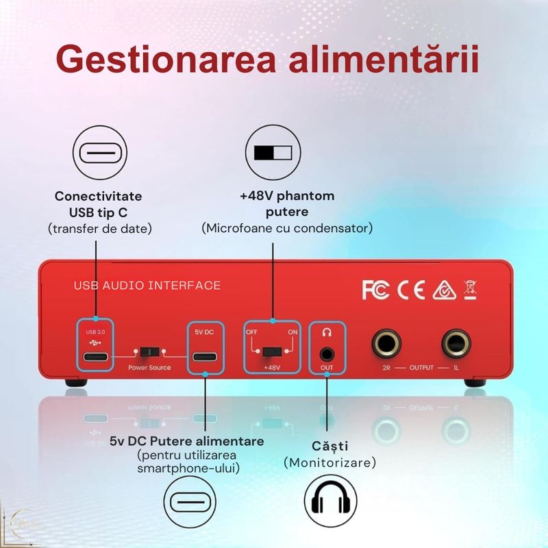 TV, Audio-Video si Foto - Audio profesionale - Procesoare sunet - Interfata audio USB-C 3.0 2x2 Gen 3 - Preamplificator microfon Premium, 48V-24bit/192kHz XLR/MIC/LINE, Plug & Play - Infinity.ro