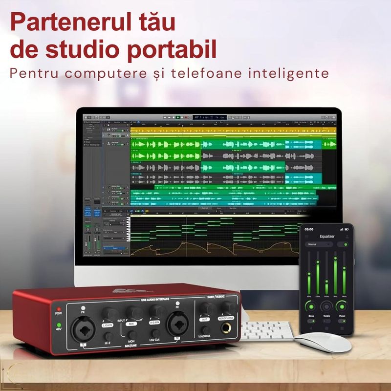TV, Audio-Video si Foto - Audio profesionale - Procesoare sunet - Interfata audio USB-C 3.0 2x2 Gen 3 - Preamplificator microfon Premium, 48V-24bit/192kHz XLR/MIC/LINE, Plug & Play - Infinity.ro