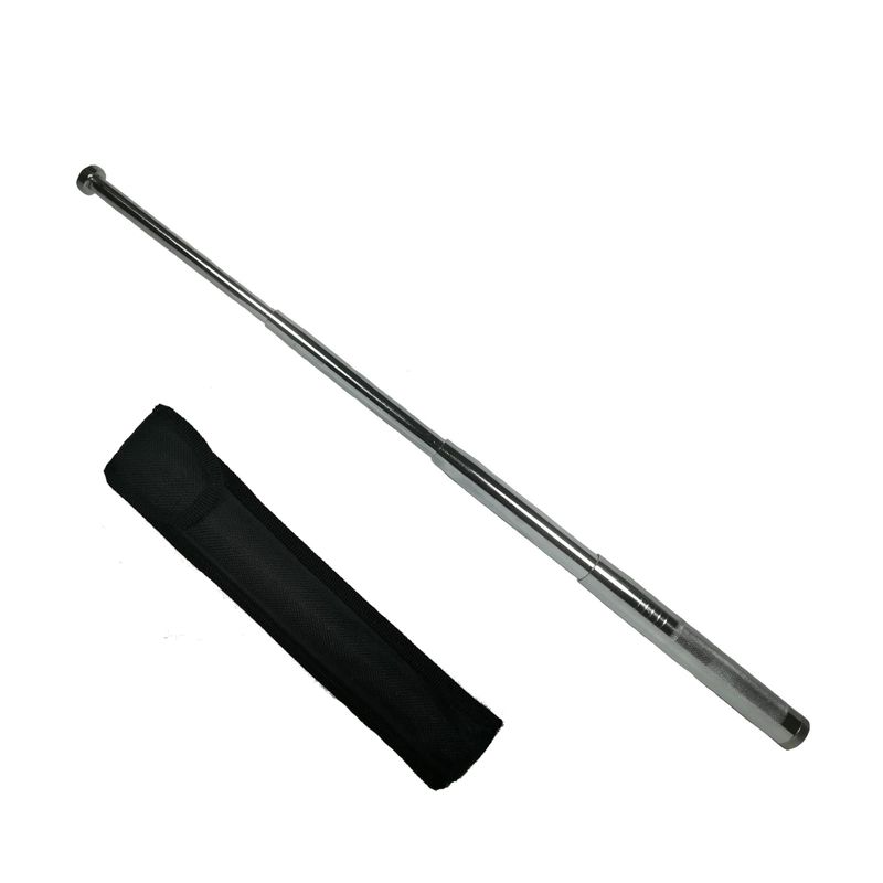 Sport si Outdoor - Camping - Accesorii camping si drumetii - Set baston telescopic din otel si spray paralizant , 90 ml, argintiu, 77 cm, 4 sectiuni , husa inclusa - Infinity.ro