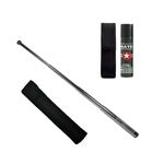 Sport si Outdoor - Camping - Accesorii camping si drumetii - Set baston telescopic din otel si spray paralizant , 90 ml, argintiu, 77 cm, 4 sectiuni , husa inclusa - Infinity.ro