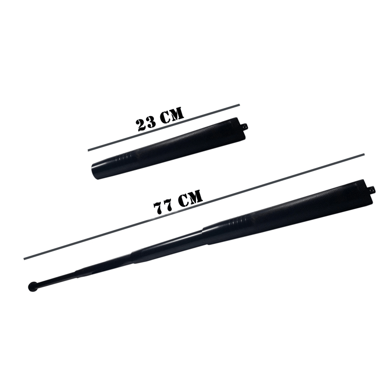Sport si Outdoor - Sporturi de contact - Produse autoaparare - Set baston telescopic din otel si spray paralizant , 90 ml, negru, 77 cm, 4 sectiuni , husa inclusa - Infinity.ro