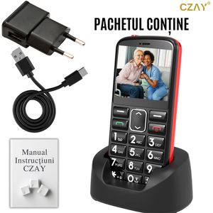 Telefon Mobil Seniori Taste Mari CZAY®, Meniu Limba Romana, Ecran Foarte mare, Camera Foto,Volum Puternic, 2G,Lanterna