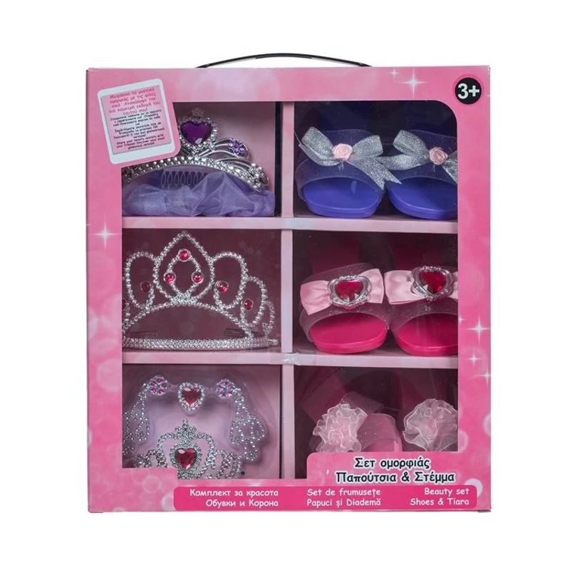 Jucarii, Copii si Bebe - Jucarii si jocuri - Jucarii de rol - Frumusete, bijuterii si accesorii fetite - Set de Infrumusetare, Tiara si Pantofi, 3 Modele, 7-8 ani - Infinity.ro