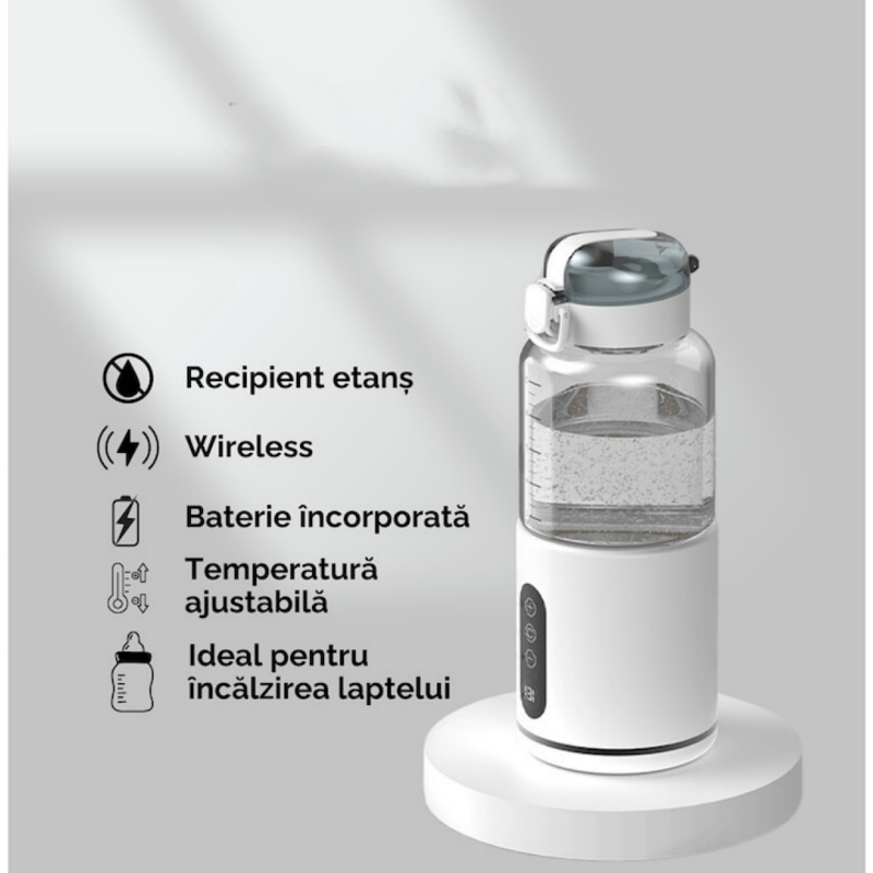 Jucarii, Copii si Bebe - Hrana si alaptare - Biberoane, suzete si accesorii hranire - Incalzitoare si termosuri bebe - Incalzitor Lapte Portabil, Temperatura Reglabila 37-55°C, Functie Termos, Temperatura Constanta 7 ore, 300 ml, Alb - Infinity.ro