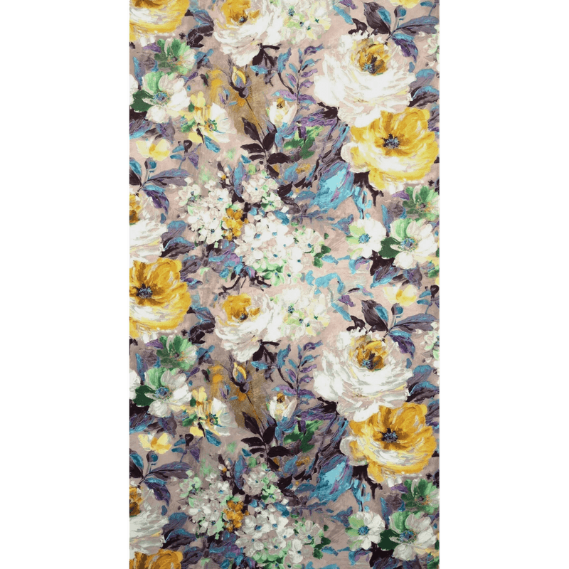 Casa si Gradina - Textile si covoare - Perdele si draperii - Draperii - Draperie AMELIE din catifea moale, cu model floral, 140 x 270 cm, bej, galben - Infinity.ro