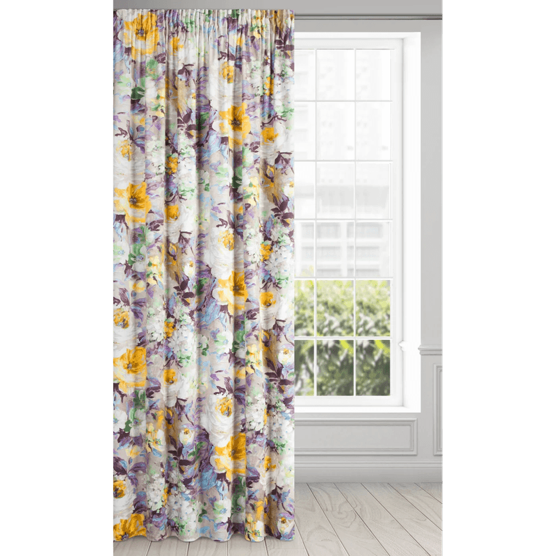 Casa si Gradina - Textile si covoare - Perdele si draperii - Draperii - Draperie AMELIE din catifea moale, cu model floral, 140 x 270 cm, bej, galben - Infinity.ro