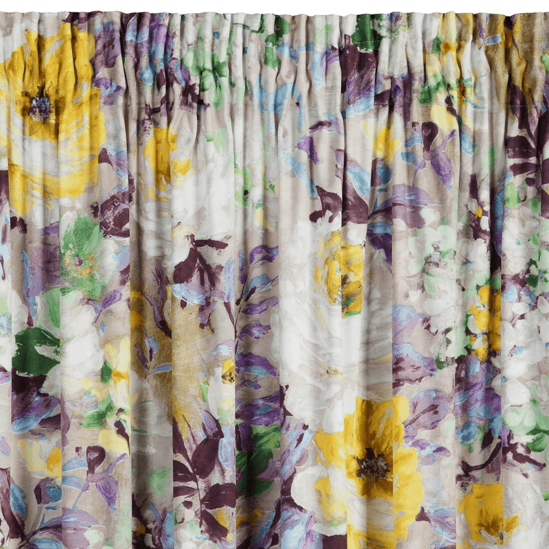 Casa si Gradina - Textile si covoare - Perdele si draperii - Draperii - Draperie AMELIE din catifea moale, cu model floral, 140 x 270 cm, bej, galben - Infinity.ro