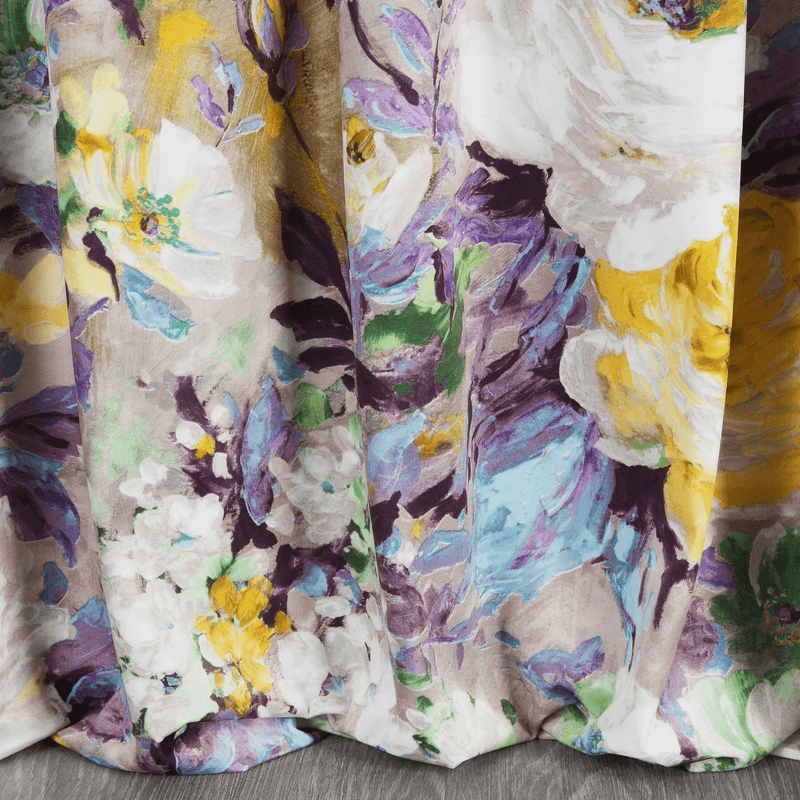 Casa si Gradina - Textile si covoare - Perdele si draperii - Draperii - Draperie AMELIE din catifea moale, cu model floral, 140 x 270 cm, bej, galben - Infinity.ro