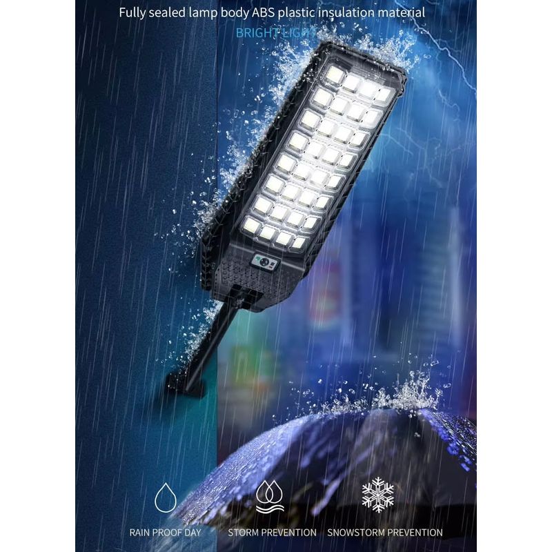 Casa si Gradina - Corpuri si surse de iluminat - Iluminat exterior - Lampi solare - Lampa solara stradala, 640 LED-uri 1600W, baterie 6000mAh, cu telecomanda, 74cm, negru - Infinity.ro