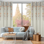 Casa si Gradina/Textile si covoare/Perdele si draperii/Draperii - Draperie CARA in stil ecologic cu model cu flori subtile, 140 x 250 cm, nude, portocaliu - Infinity.ro