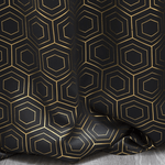 Casa si Gradina - Textile si covoare - Perdele si draperii - Draperii - Draperie blackout cu model art deco geometric auriu, 135 x 250 cm, negru, auriu - Infinity.ro