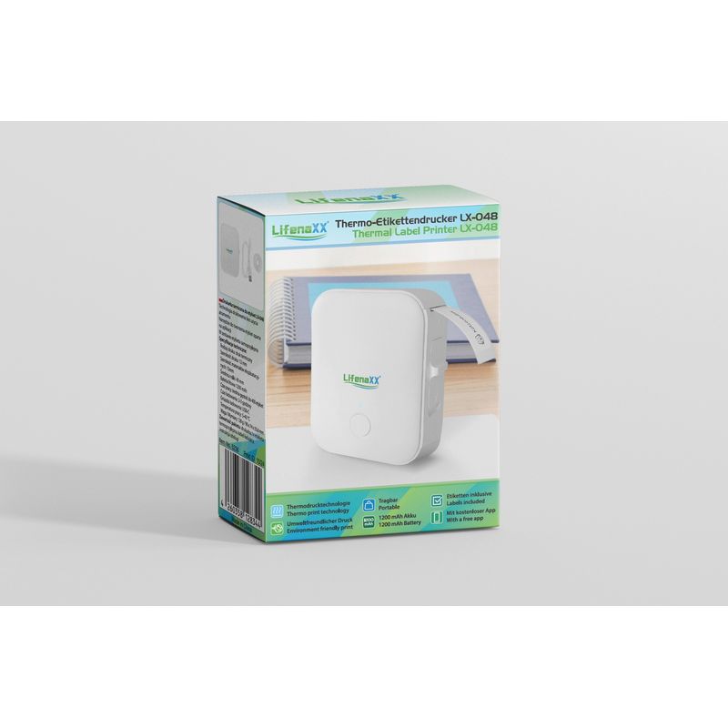 PC, gaming si accesorii - Imprimante, scanere & consumabile - Imprimante - Imprimante termice - Imprimanta portabila de etichete Lifenaxx LX-048, Bluetooth, termica, fara toner, 1200 mAh, alb - Infinity.ro
