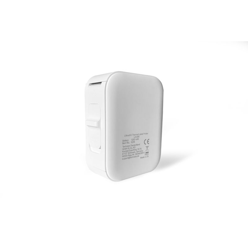 PC, gaming si accesorii - Imprimante, scanere & consumabile - Imprimante - Imprimante termice - Imprimanta portabila de etichete Lifenaxx LX-048, Bluetooth, termica, fara toner, 1200 mAh, alb - Infinity.ro