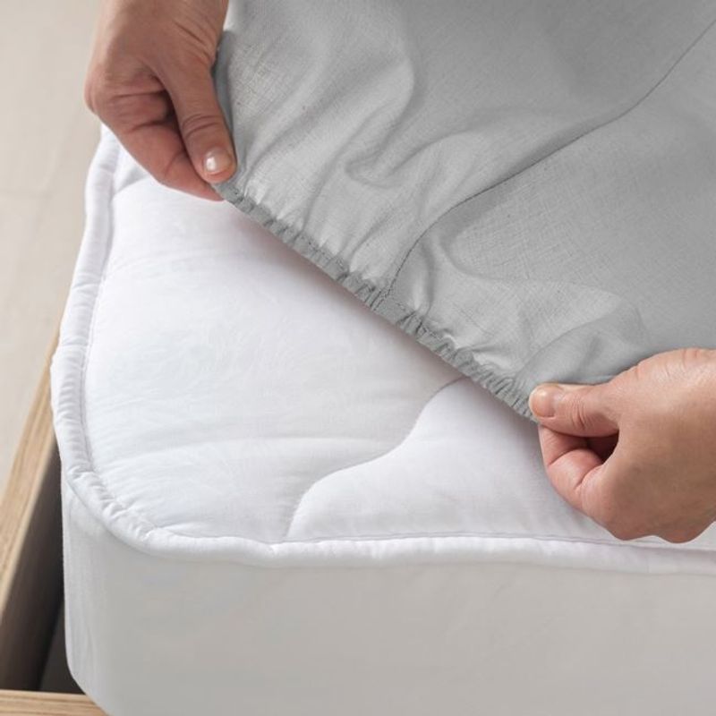 Casa si Gradina - Textile si covoare - Lenjerii de pat - Cearceafuri de pat - Cearceaf cu elastic pentru pat dublu, din bumbac, 160x200cm+28cm, gri - Infinity.ro