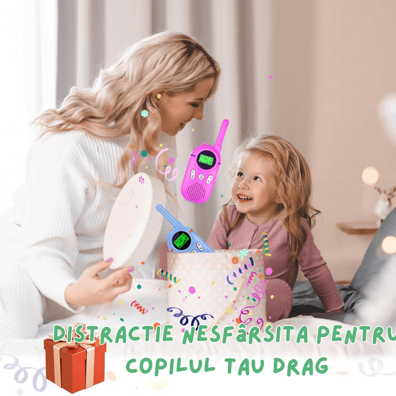 Jucarii, Copii si Bebe - Jucarii si jocuri - Jucarii & jocuri educative - Jucarii interactive - Set 2 statii Walkie Talkie pentru copii, cu Raza Lunga de Actiune, functia Vox, Varsta Recomandata +3 ani, Sunet clar - Infinity.ro