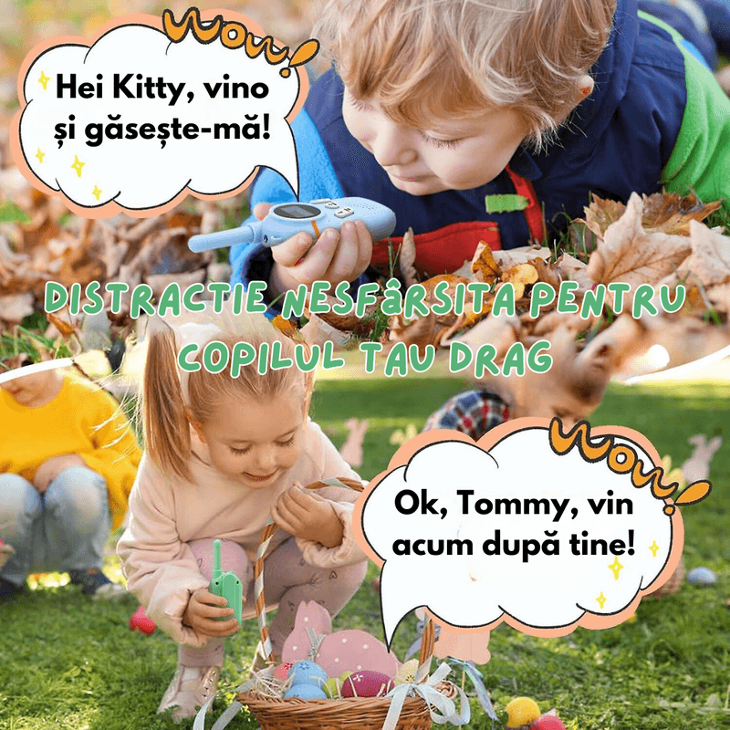 Jucarii, Copii si Bebe - Jucarii si jocuri - Jucarii & jocuri educative - Jucarii interactive - Set 2 statii Walkie Talkie pentru copii, cu Raza Lunga de Actiune, functia Vox, Varsta Recomandata +3 ani, Sunet clar - Infinity.ro