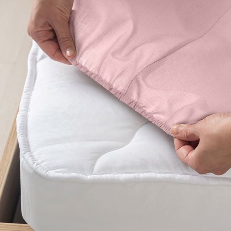 Casa si Gradina - Textile si covoare - Lenjerii de pat - Cearceafuri de pat - Cearceaf cu elastic pentru pat dublu, din bumbac, 160x200cm+28cm, roz - Infinity.ro