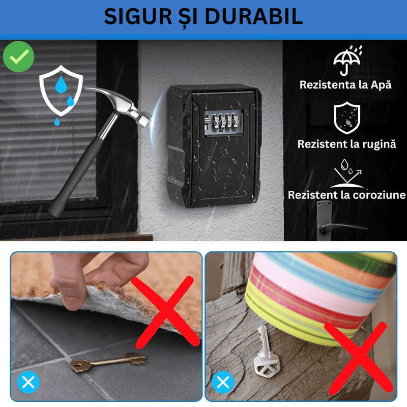 Casa si Gradina - Mobilier - Organizare si depozitare - Cutii depozitare - Cutie metalica cu cifru pentru depozitare chei, waterproof, Caseta exterioara impermeabila, rezistenta aliaj de aluminiu - Infinity.ro