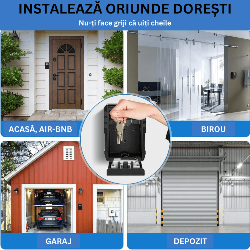 Casa si Gradina - Mobilier - Organizare si depozitare - Cutii depozitare - Cutie metalica cu cifru pentru depozitare chei, waterproof, Caseta exterioara impermeabila, rezistenta aliaj de aluminiu - Infinity.ro