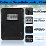 Casa si Gradina - Mobilier - Organizare si depozitare - Cutii depozitare - Cutie metalica cu cifru pentru depozitare chei, waterproof, Caseta exterioara impermeabila, rezistenta aliaj de aluminiu - Infinity.ro