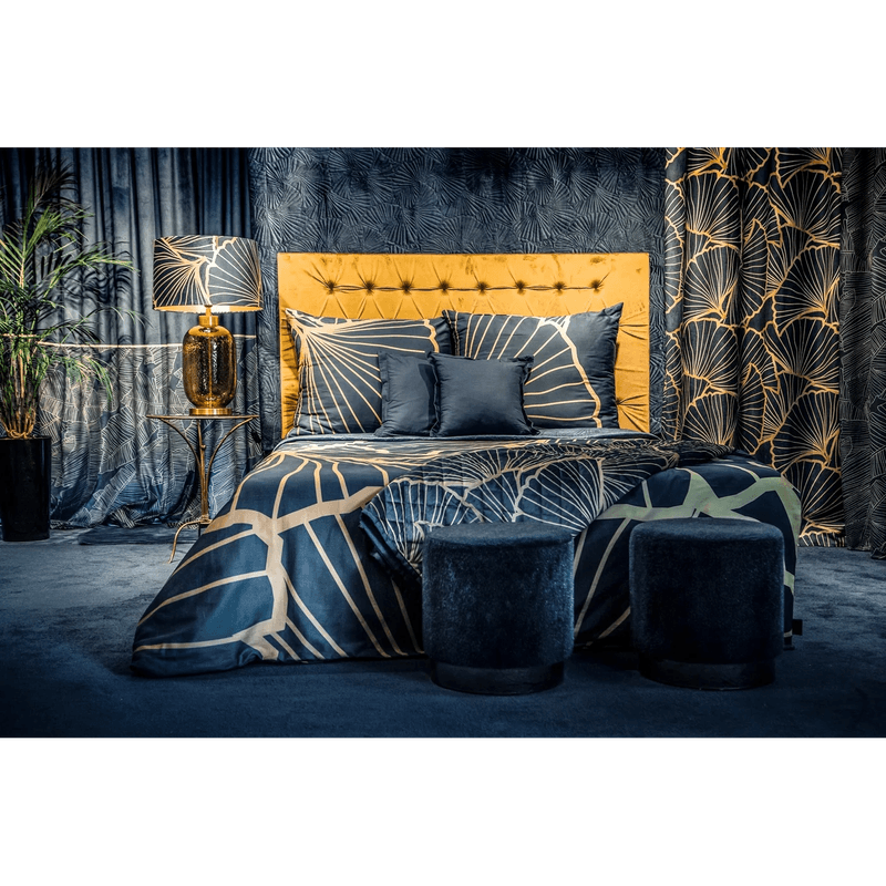 Casa si Gradina - Textile si covoare - Perdele si draperii - Draperii - Draperie MUSA 2 din catifea fina cu model floral, 140 x 250 cm, bej, bleumarin - Infinity.ro