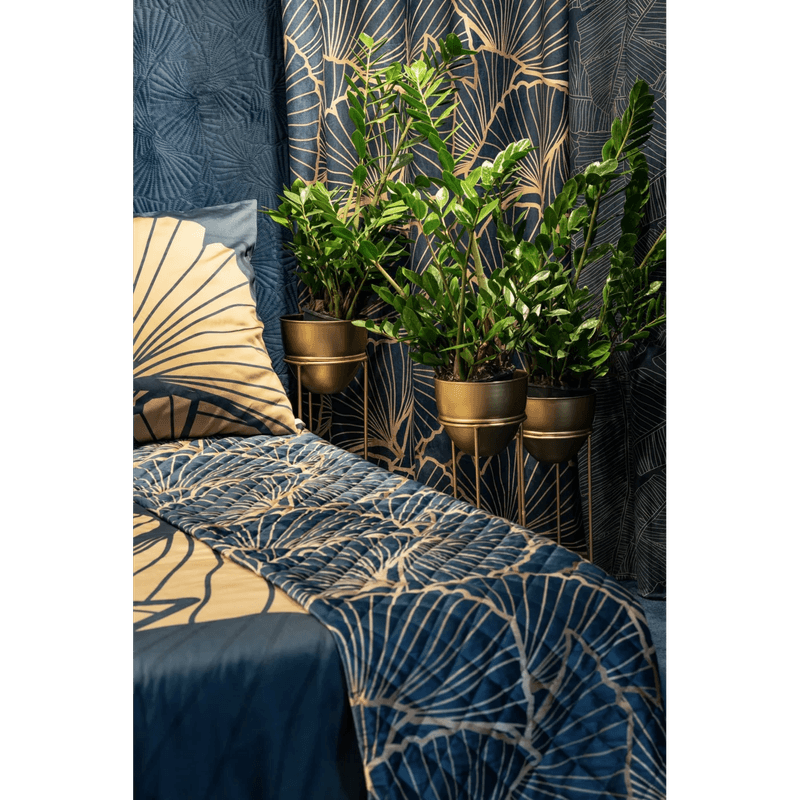Casa si Gradina - Textile si covoare - Perdele si draperii - Draperii - Draperie MUSA 2 din catifea fina cu model floral, 140 x 250 cm, bej, bleumarin - Infinity.ro