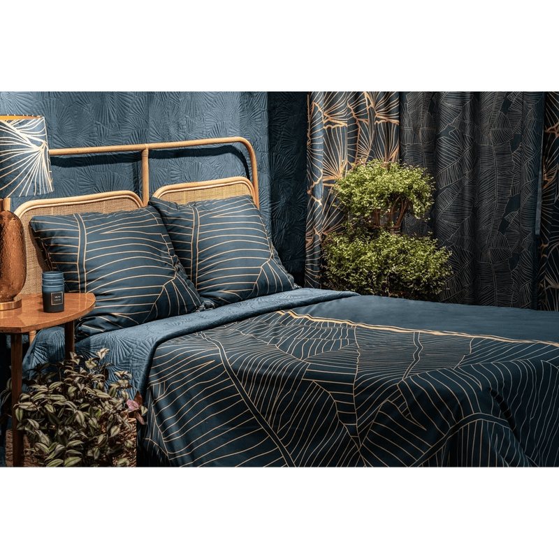 Casa si Gradina - Textile si covoare - Perdele si draperii - Draperii - Draperie MUSA 2 din catifea fina cu model floral, 140 x 250 cm, bej, bleumarin - Infinity.ro