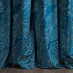 Casa si Gradina - Textile si covoare - Perdele si draperii - Draperii - Draperie MUSA 2 din catifea fina cu model floral, 140 x 250 cm, bej, bleumarin - Infinity.ro
