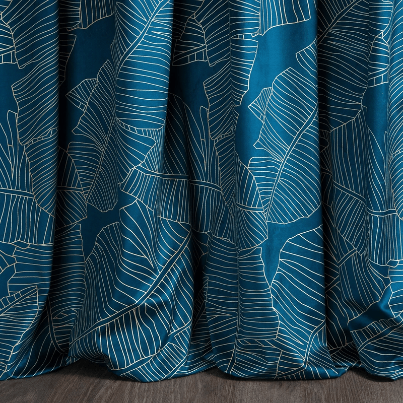 Casa si Gradina - Textile si covoare - Perdele si draperii - Draperii - Draperie MUSA 2 din catifea fina cu model floral, 140 x 250 cm, bej, bleumarin - Infinity.ro