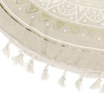 Casa si Gradina - Textile si covoare - Perne si pilote - Perne decorative - Perna de podea rotunda, model mandala cu franjuri, fara fermoar, Ø60 cm, bej/auriu - Infinity.ro