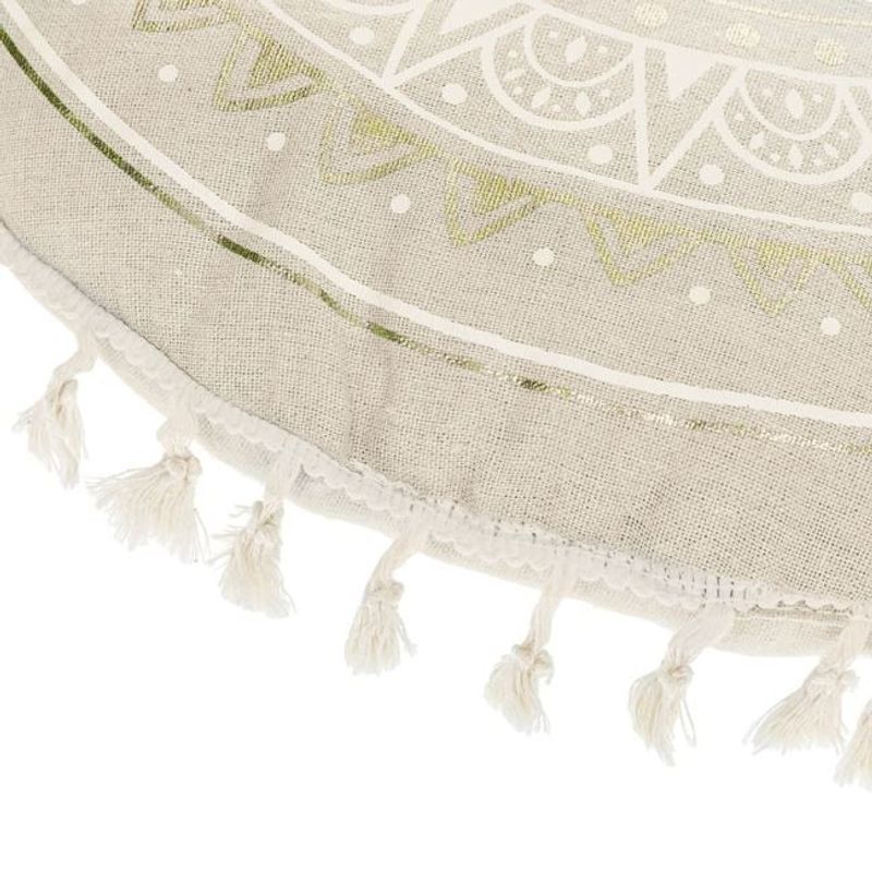 Casa si Gradina - Textile si covoare - Perne si pilote - Perne decorative - Perna de podea rotunda, model mandala cu franjuri, fara fermoar, Ø60 cm, bej/auriu - Infinity.ro