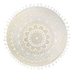 Casa si Gradina - Textile si covoare - Perne si pilote - Perne decorative - Perna de podea rotunda, model mandala cu franjuri, fara fermoar, Ø60 cm, bej/auriu - Infinity.ro