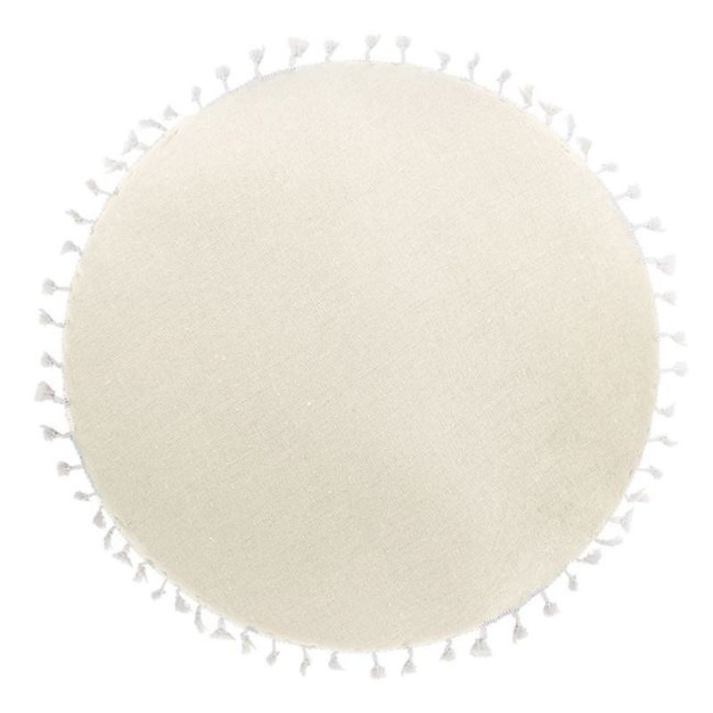 Casa si Gradina - Textile si covoare - Perne si pilote - Perne decorative - Perna de podea rotunda, model mandala cu franjuri, fara fermoar, Ø60 cm, bej/auriu - Infinity.ro