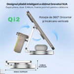 Laptop, Telefoane si Tablete - Telefoane mobile si accesorii - Accesorii Telefoane - Incarcatoare telefoane - Incarcator wireless Qi2 Fast Charge 15W, Statie de incarcare 3-in-1 rotativ 360°, Pliabil, Telefon, Smartwatch, Casti - Infinity.ro