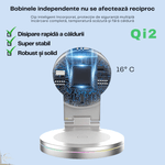 Laptop, Telefoane si Tablete - Telefoane mobile si accesorii - Accesorii Telefoane - Incarcatoare telefoane - Incarcator wireless Qi2 Fast Charge 15W, Statie de incarcare 3-in-1 rotativ 360°, Pliabil, Telefon, Smartwatch, Casti - Infinity.ro