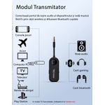 Auto si Moto - Electronice auto - Accesorii electronice auto - Adaptor Wireless 2 in 1 Receptor si Transmitator Audio TX/RX Techstar® M28 Negru, cu Bluetooth BT 5.3 si Conector Port - Infinity.ro