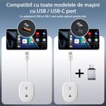 Auto si Moto - Electronice auto - Accesorii electronice auto - Adaptor Wireless Techstar® THT-020-9-1 Pentru Apple CarPlay Si Android Auto, Dongle USB-Type-C , WiFi 5G, Bluetooth - Infinity.ro