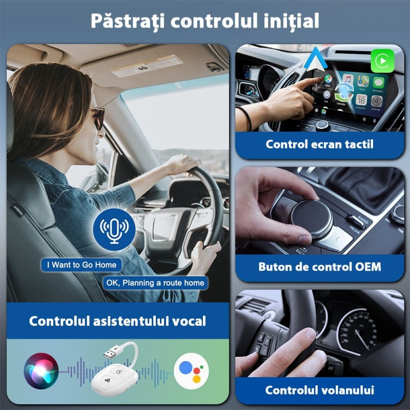 Auto si Moto - Electronice auto - Accesorii electronice auto - Adaptor Wireless Techstar® THT-020-9-1 Pentru Apple CarPlay Si Android Auto, Dongle USB-Type-C , WiFi 5G, Bluetooth - Infinity.ro