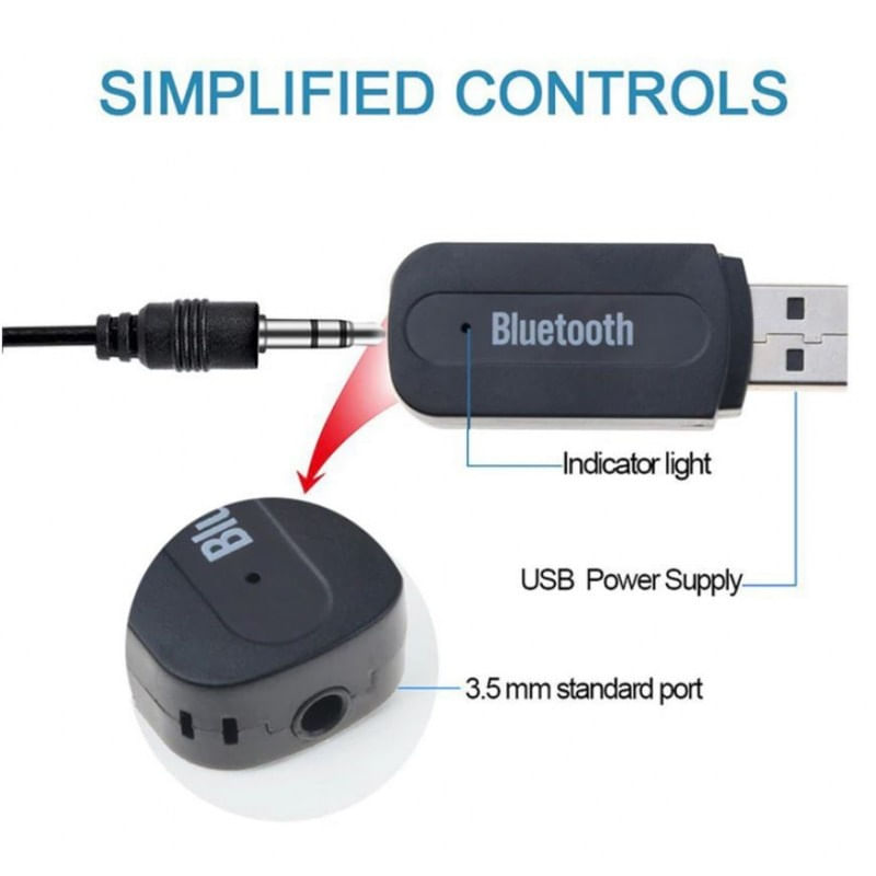 Auto si Moto - Electronice auto - Accesorii electronice auto - Adaptor Receptor Audio USB cu Bluetooth Techstar® A2DP, Jack 3.5mm, Transmitator AUX, Negru - Infinity.ro
