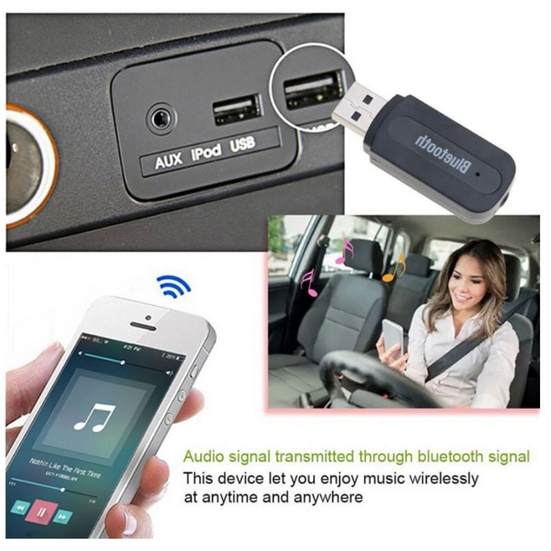 Auto si Moto - Electronice auto - Accesorii electronice auto - Adaptor Receptor Audio USB cu Bluetooth Techstar® A2DP, Jack 3.5mm, Transmitator AUX, Negru - Infinity.ro