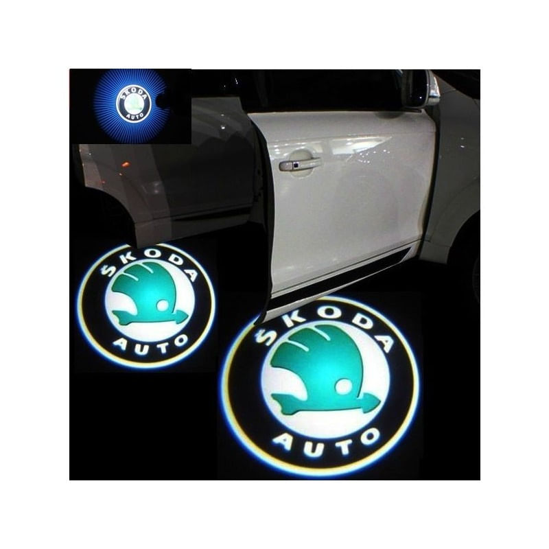 Casa si Gradina - Corpuri si surse de iluminat - Iluminat comercial si industrial - Proiectoare si lampi de lucru - Set 2 Bucati Emblema Logo LED Portiera dedicata Marca Auto SKODA - Infinity.ro