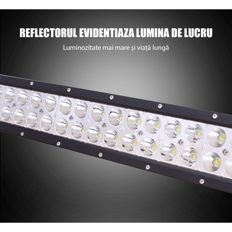 Casa si Gradina - Corpuri si surse de iluminat - Iluminat comercial si industrial - Proiectoare si lampi de lucru - Bara proiectoare LED Auto Offroad Techstar® PNB2, 72W, 12V-24V, 6000 K, 5280 Lumeni, IP 67, 36 cm, Flood Beam 60° cu - Infinity.ro