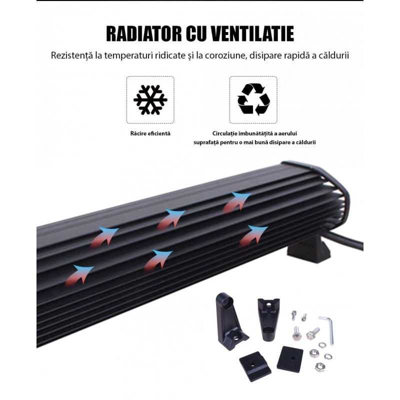 Casa si Gradina - Corpuri si surse de iluminat - Iluminat comercial si industrial - Proiectoare si lampi de lucru - Bara proiectoare LED Auto Offroad Techstar® PNB2, 72W, 12V-24V, 6000 K, 5280 Lumeni, IP 67, 36 cm, Flood Beam 60° cu - Infinity.ro