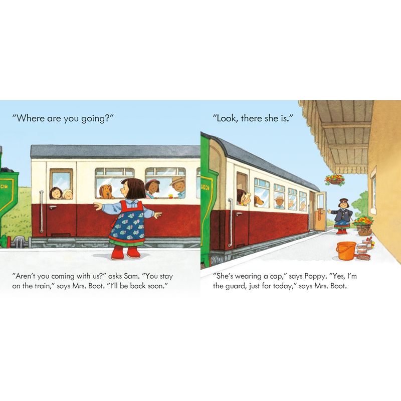 Jucarii, Copii si Bebe - Jucarii si jocuri - Jocuri si puzzle - Puzzle - Set 3 Puzzle + Carte - Poppy and Sam's Book and 3 Jigsaws: Trains Usborne - Infinity.ro